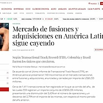 Mercado de fusiones y adquisiciones en Amrica Latina sigue cayendo